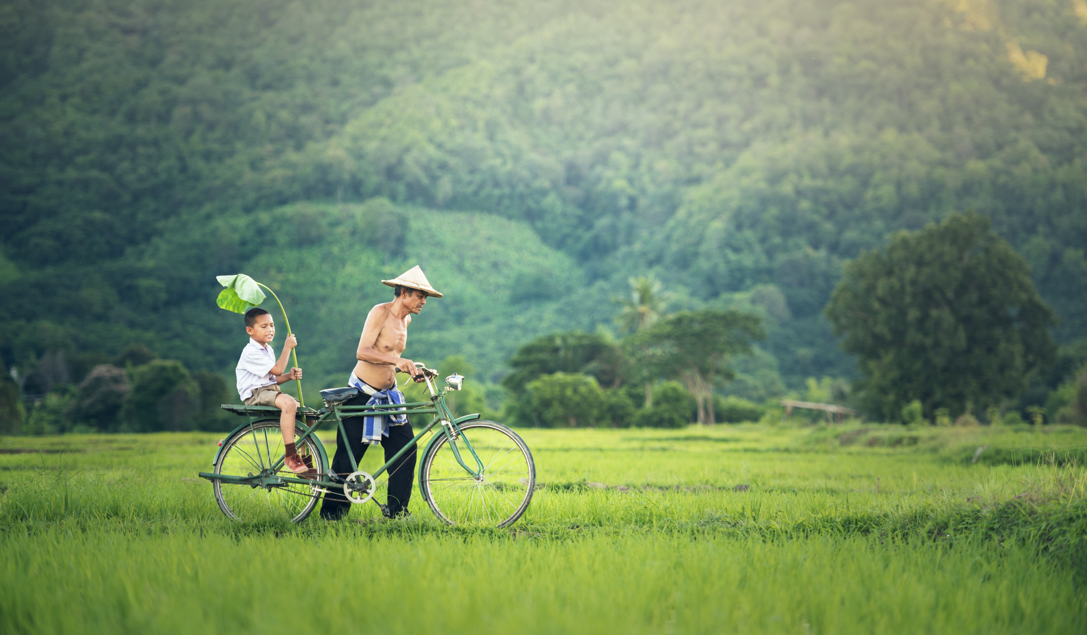 Kid Riding the Back of the Bicycle